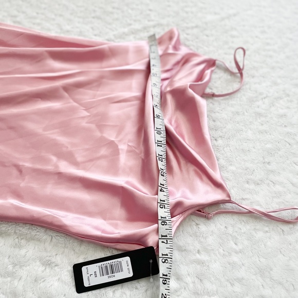 NWT- BEBE Silky Cowl Neck Pink Slip Dress - Picture 10 of 11